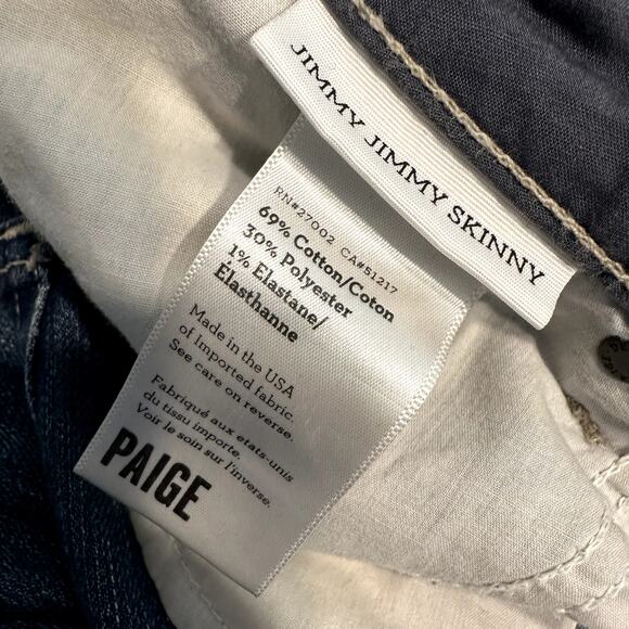 Paige Jimmy Jimmy Skinny Low Rise Jeans Blue Medium Wash Cotton Blend Size 26 - Picture 8 of 12